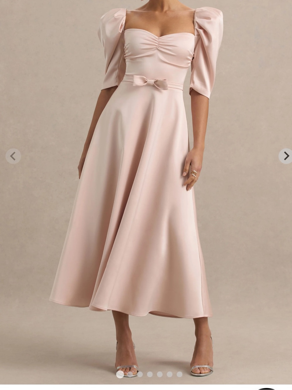Club L London ROSEY
Pale Pink Satin Sweetheart Midi Dress